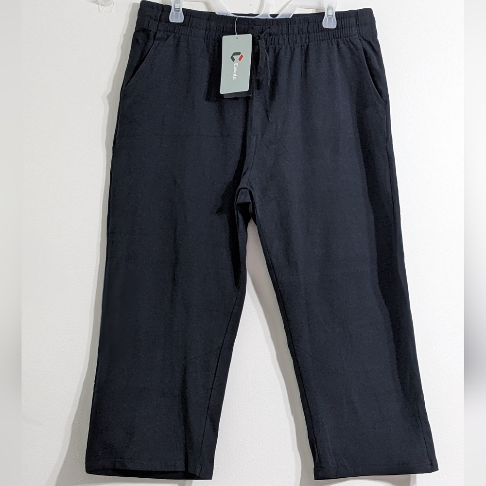 Cakulo Women's Black Soft & Comfy Cropped Capri Pants With Pockets, Size XL, NWT